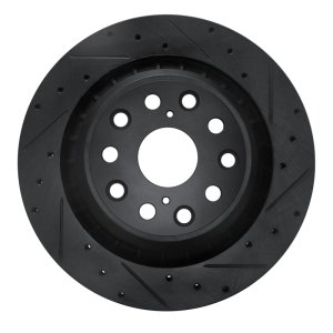 Lexus LS460 Brake Rotor (1) - Right Rear - R1 Concepts - Drilled & Slotted - Black - `07-`17